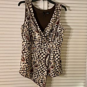 Brown and cream ladies sleeveless top